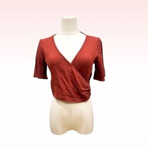 ZARA Rust Orange Wrap Top (Sz XS)